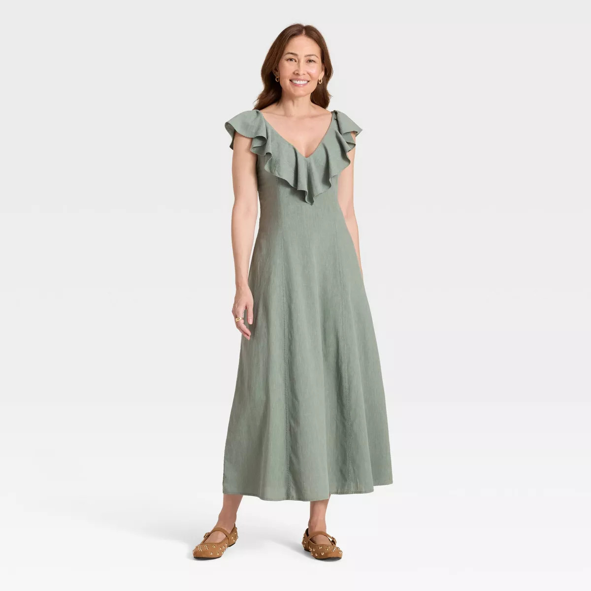 Women's Ruffle Sleeve Maxi A-Line Dress - Universal Thread™ | Target