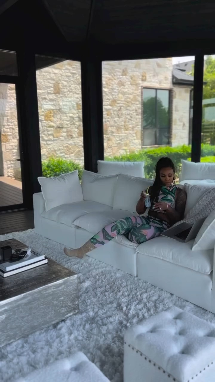 Love this TOV modular sofa! 
Very affordable variation of the “cloud sofa”
I chose to build my own set 

I have 2 corner pieces and 1 armless to make a sofa 
And an additional 2 armless pieces for extra seating 
.
I have the velvet version of the accent chairs but LOVE the boucle. 

My planters are from west elm..tagged some fluted planters that are very similar and that I also own in gray.. Couldn’t find the exact set from my pool house on the site..maybe no longer available 🫶🏾

#LTKHome #LTKSeasonal #LTKOver40