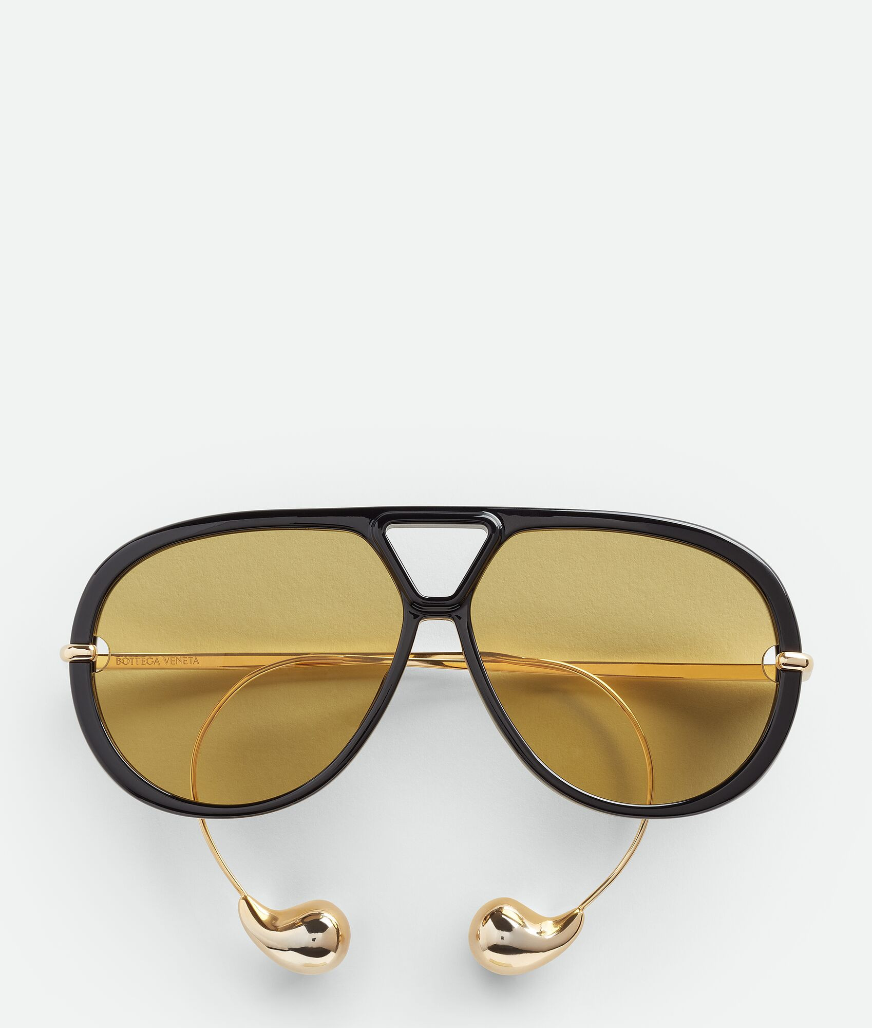 Drop Aviator Sunglasses in Black/yellow | Bottega Veneta US | Bottega Veneta