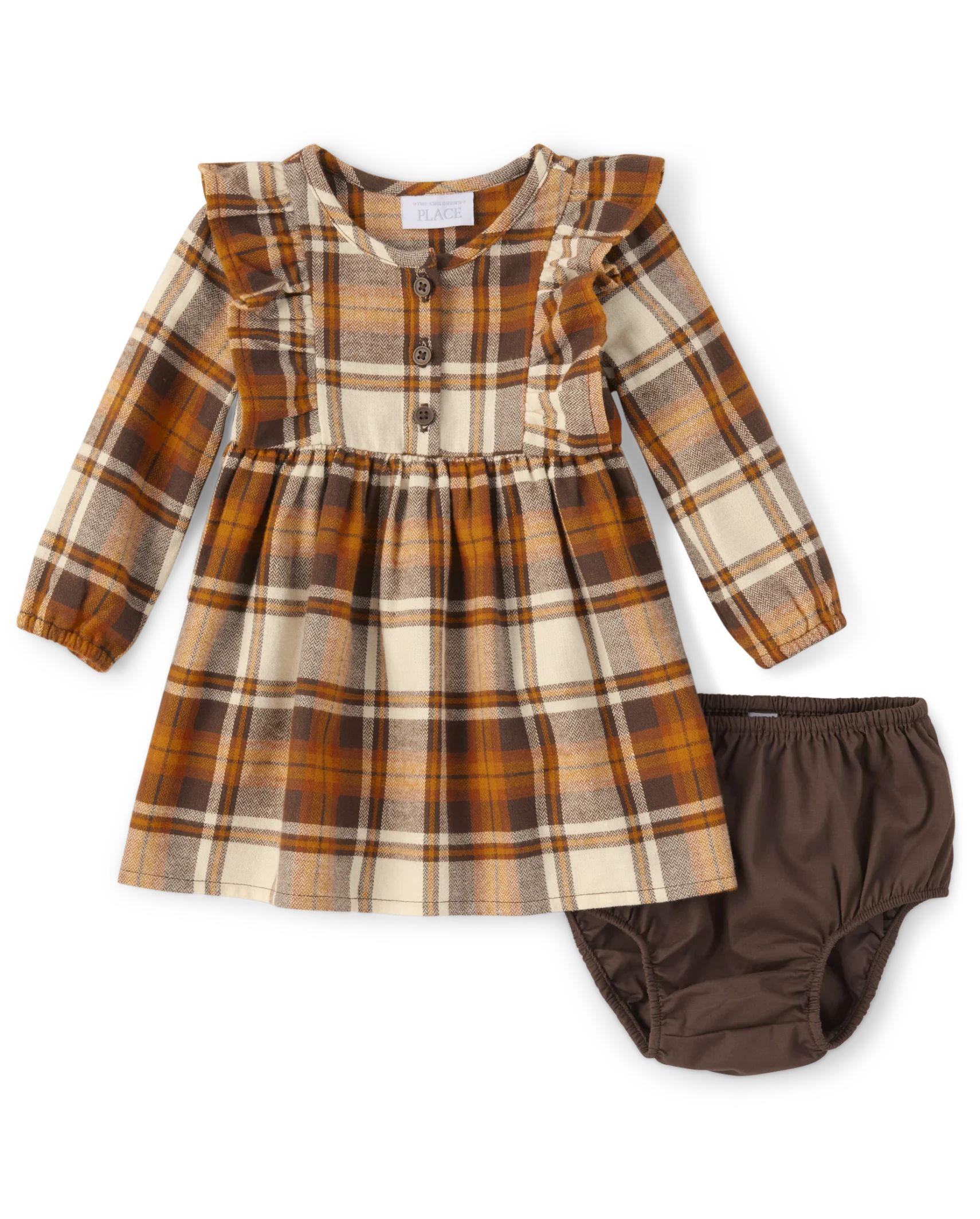 Baby Girls Matching Family Plaid Flannel Shirt Dress - hay stack | The Children's Place