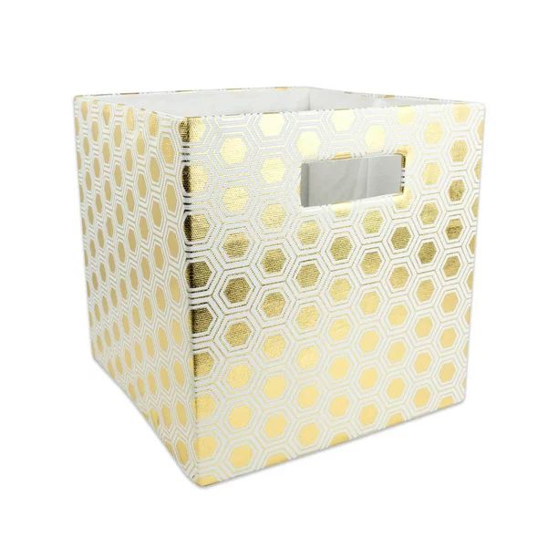 Gold Polyester Cube Storage Bin with Honeycomb Design 13" | Walmart (US)
