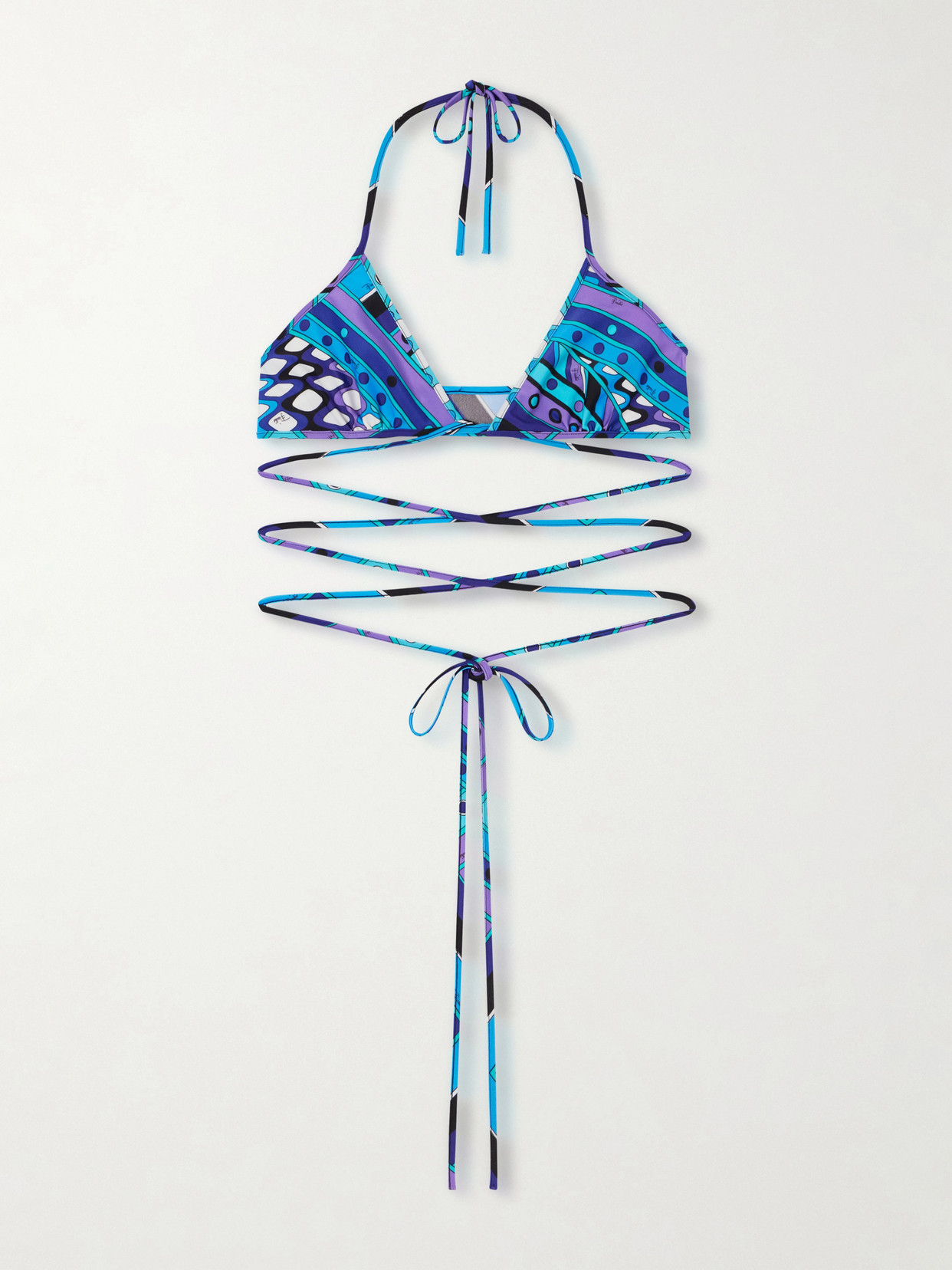 PUCCI - Printed Triangle Bikini Top - Blue | NET-A-PORTER (US)