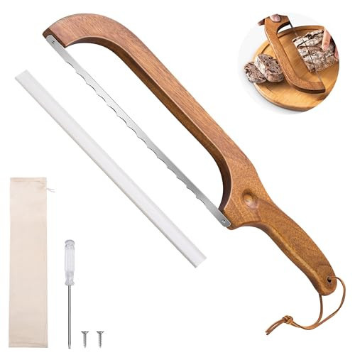 Bread Knife for Homemade Bread, 14.5" Wooden Sourdough Bread Knife, Sourdough Bread Slicer, Bow Design, Easy to Cut Into Uniform Thin Slices, Bread Saw for Cutting Sourdough Bread, Bagel, Baguette Etc | Amazon (US)