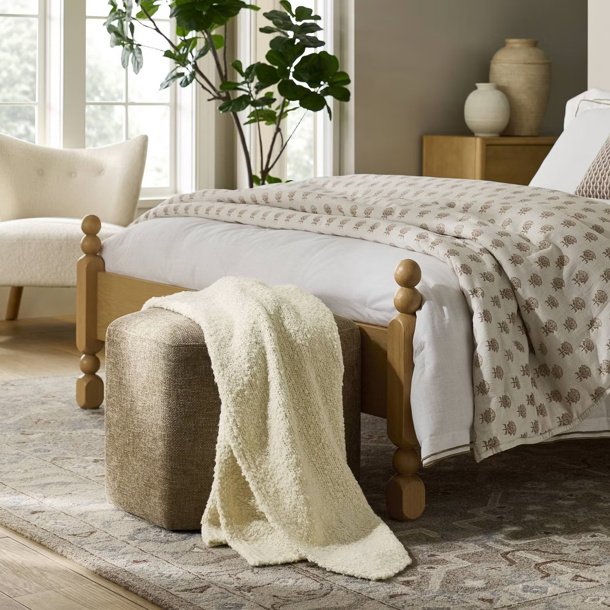 Hex Upholstered Ottoman Tan - Threshold™ designed with Studio McGee | Target