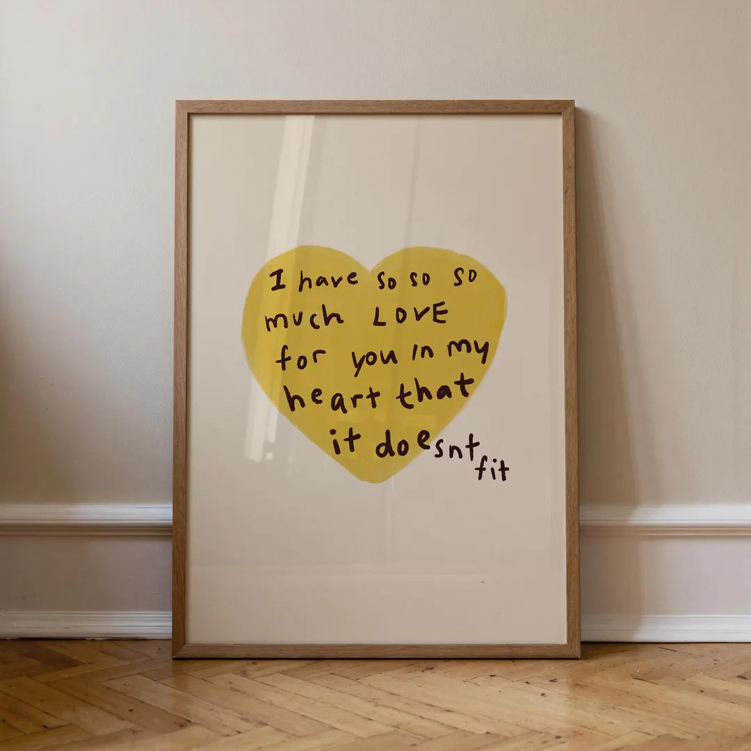 Yellow Heart: Hand-drawn Typography Poster, Minimalist Home Decor (digital Download, Vertical) - ... | Etsy (US)