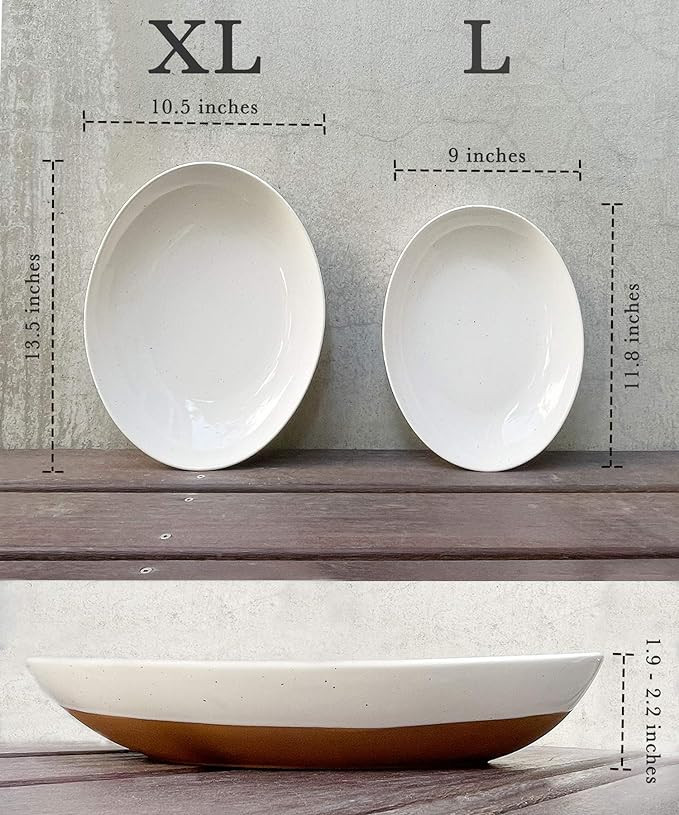 Mora Ceramic Large Serving Bowls- Set of 2 Oval Platters for Entertaining. Modern Kitchen Dishes ... | Amazon (US)