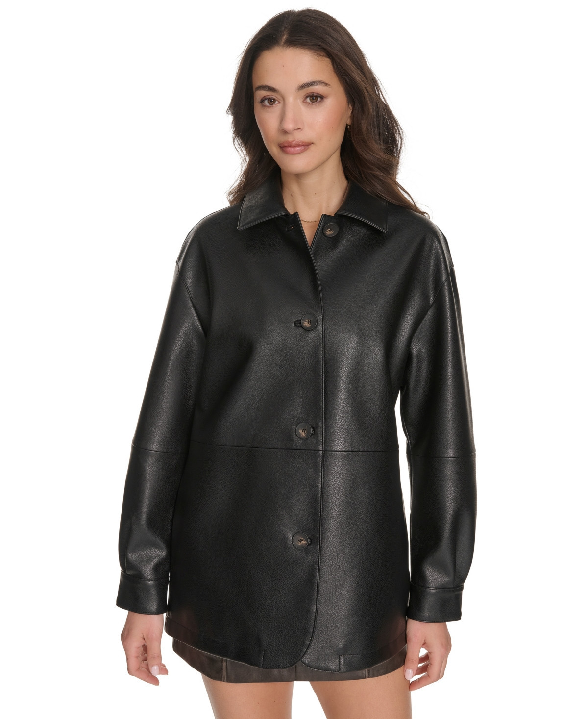 Levi's Women's Faux Leather Relaxed Vintage Look Blazer - Black Pebble | Macy's