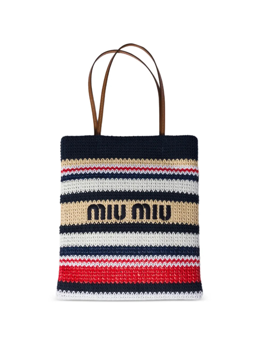 Miu Miuraffia-effect woven tote bag | Farfetch Global