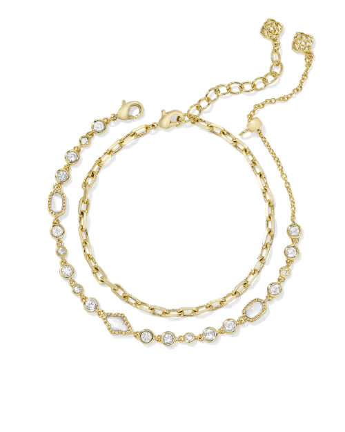 Mini Elisa and Abbie Gold Set of 2 Delicate Chain Bracelets | Kendra Scott
