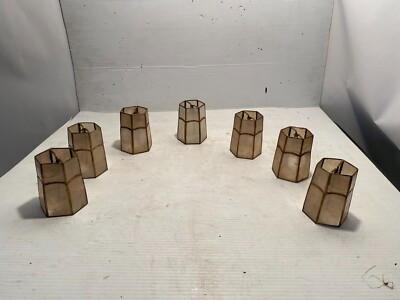 SET OF 7 ANTIQUE CAPIZ SHELL HEXAGONAL SMALL LAMP SHADE  | eBay | eBay US