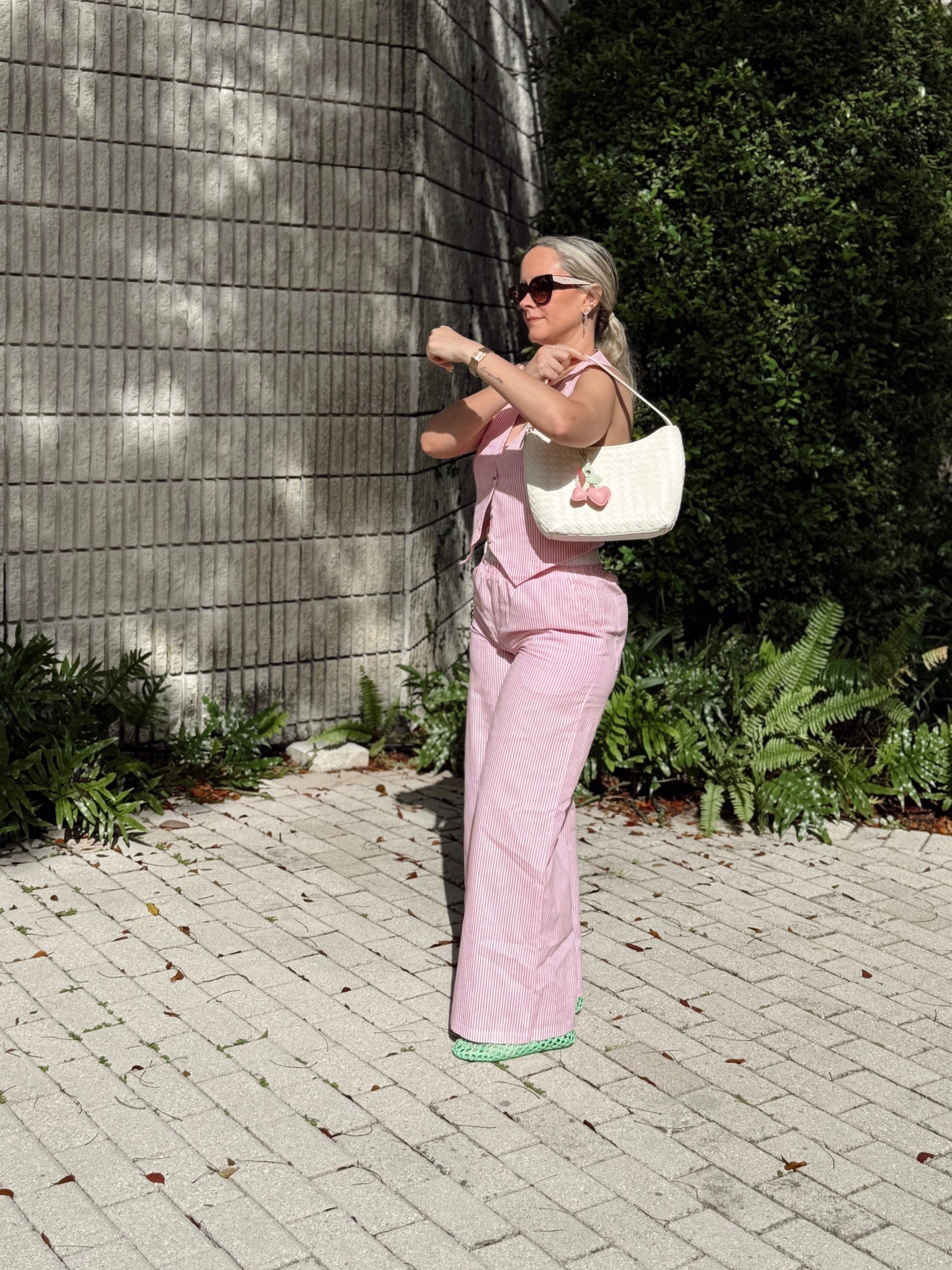 Some days you don’t feel like overthinking… but still want to look put together 🤍

This outfit is exactly that

Pink set, neutral bag, and that girly touch I love
Comfortable, effortless, but still looks elevated  

#LTKootd #LTKgrwm #LTKmomlife