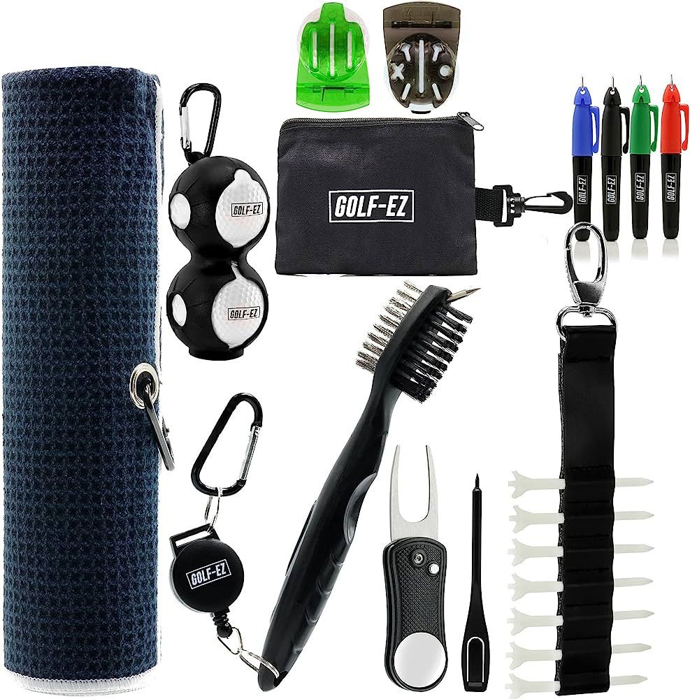 Golf-EZ Golf Essentials Kit | Golf Towel | Cleaning Brush | TRI-LINE Golf Ball Alignment Kit | Divot | Amazon (US)