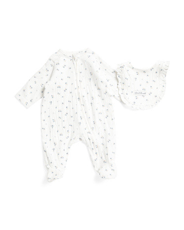 Newborn Girls Welcome To The World Footie And Bib Set | TJ Maxx