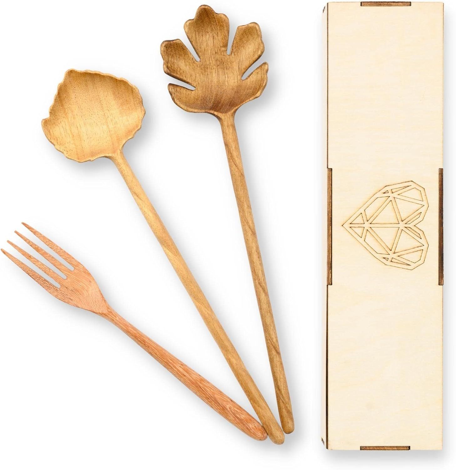 3 Pieces Wooden Salad Tongs, Kitchen Gadget Set with Gift Box, Kitchen Decor Gifts for Women, Mom... | Amazon (US)