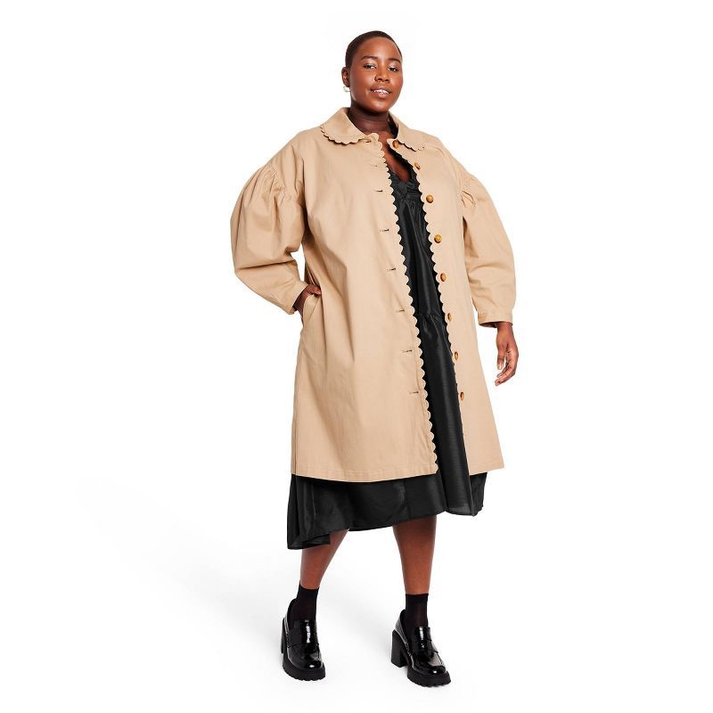 Women's Scallop Edge Trench Coat - Kika Vargas x Target Tan | Target