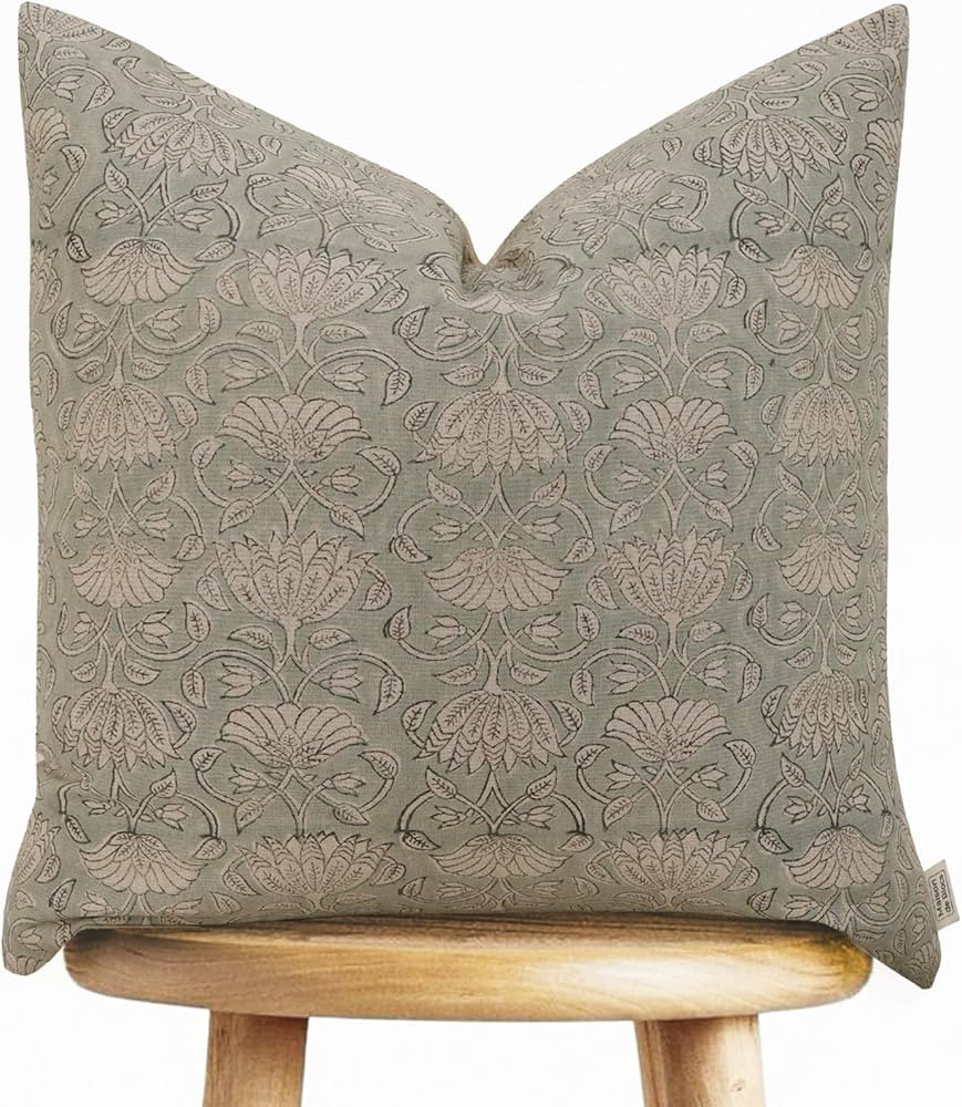 Handmade Block Print 100% Thick Cotton 20" x 20" Accent Throw Cushion Cover with Zipper-Pillowcas... | Amazon (US)