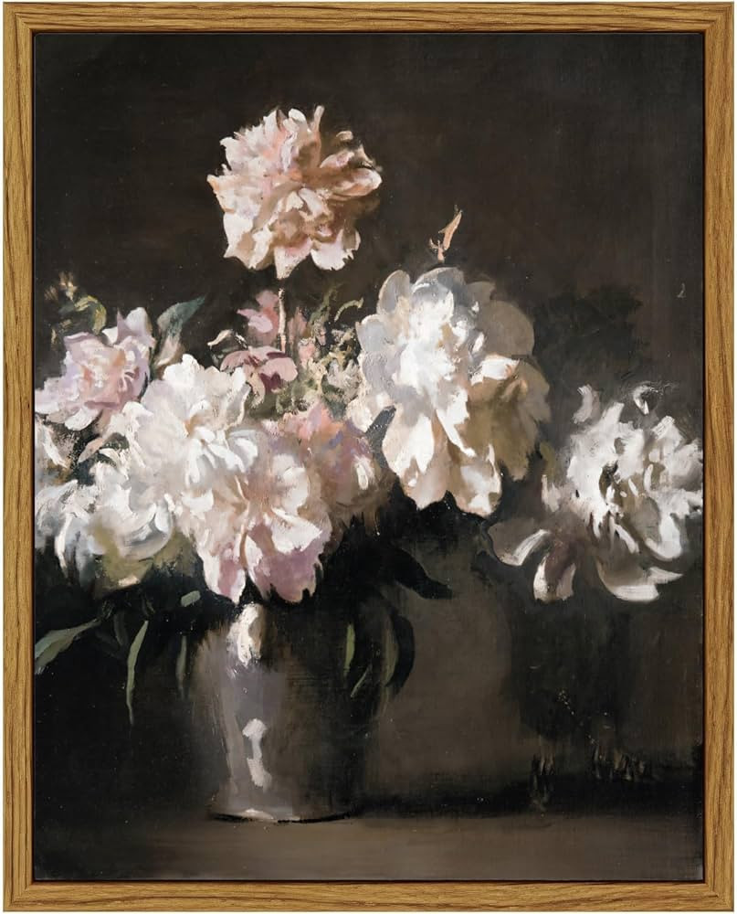 Framed Canvas Wall Art - Vintage Flower Pictures, Retro Valentines Day Gifts, Desk Shelf Decor, F... | Amazon (CA)