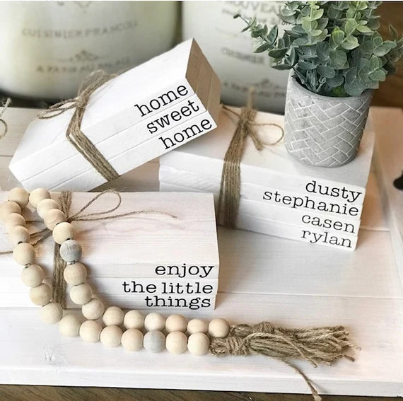 Stamped books, Rustic decorative books, Book bundle, Stacked books, Wooden book bundle, Book stac... | Etsy (US)