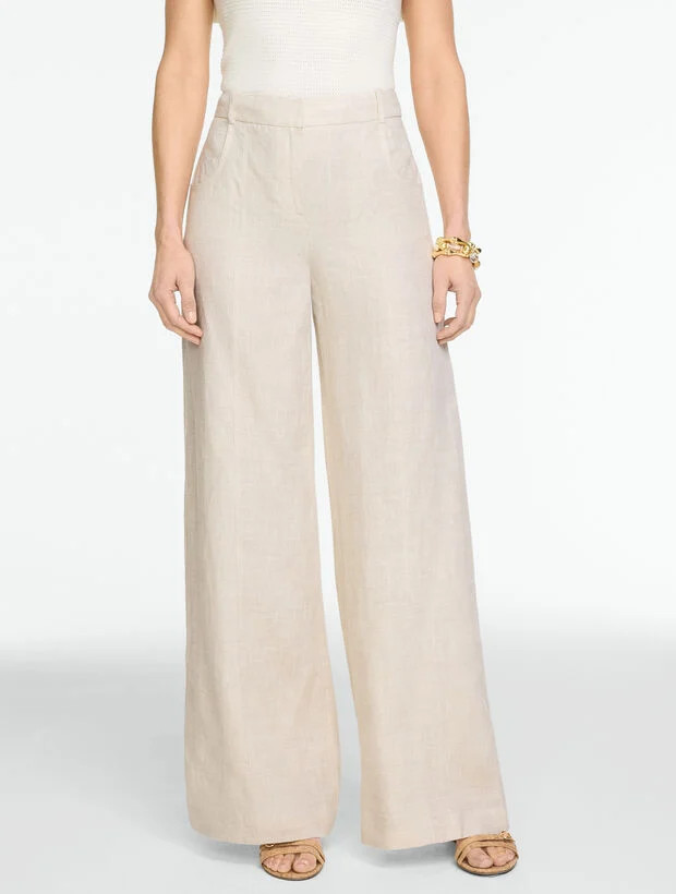 Classic Linen Wide Leg Trousers | Talbots
