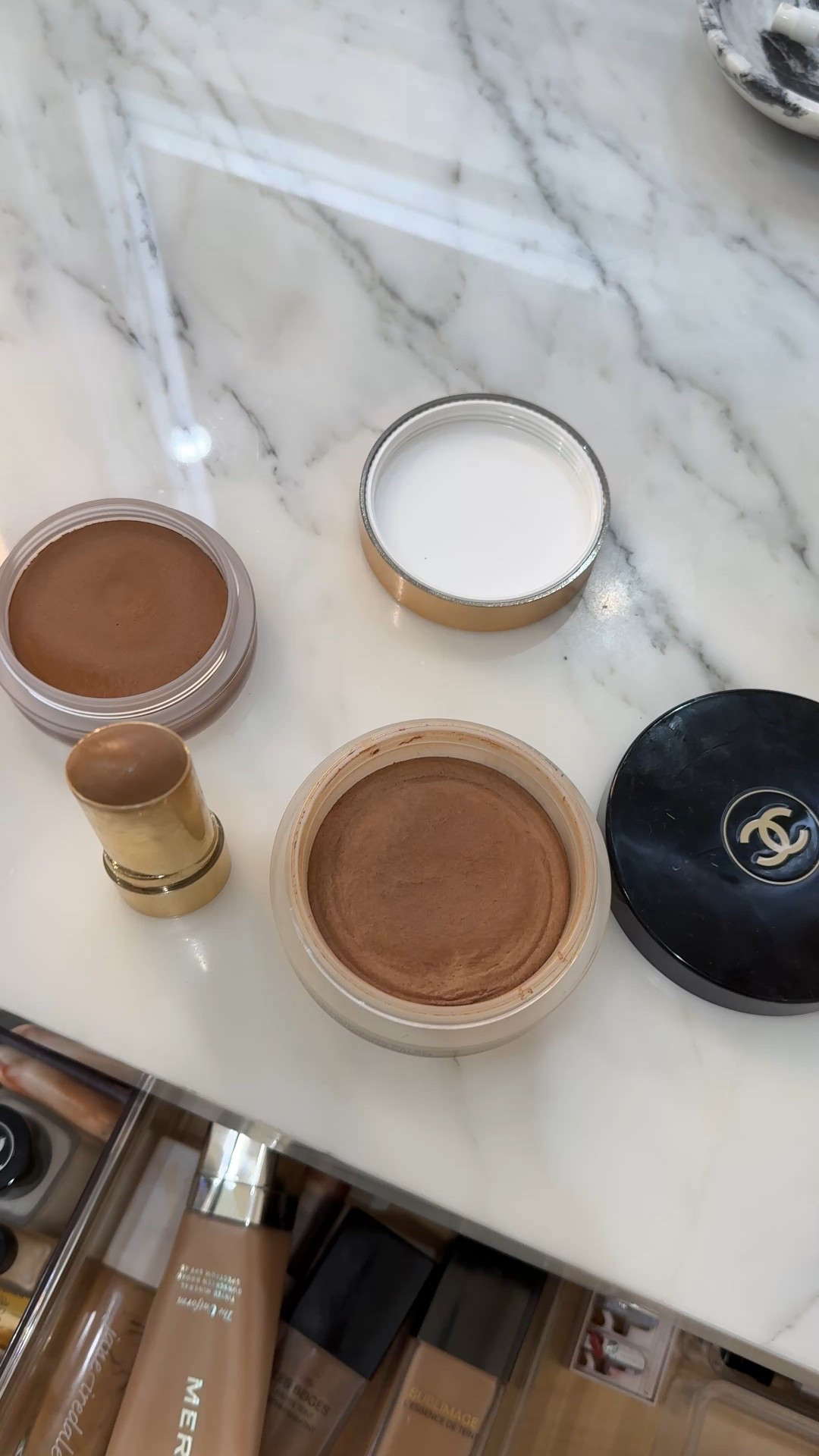 Chanel Tan Deep
Beauty Pie is a new favorite of them all! - soleil all day  more hydrating, golden color 
-Merit -clay. Very hydrating and more sculpting. Very pretty! 



#LTKBeauty #LTKOver40