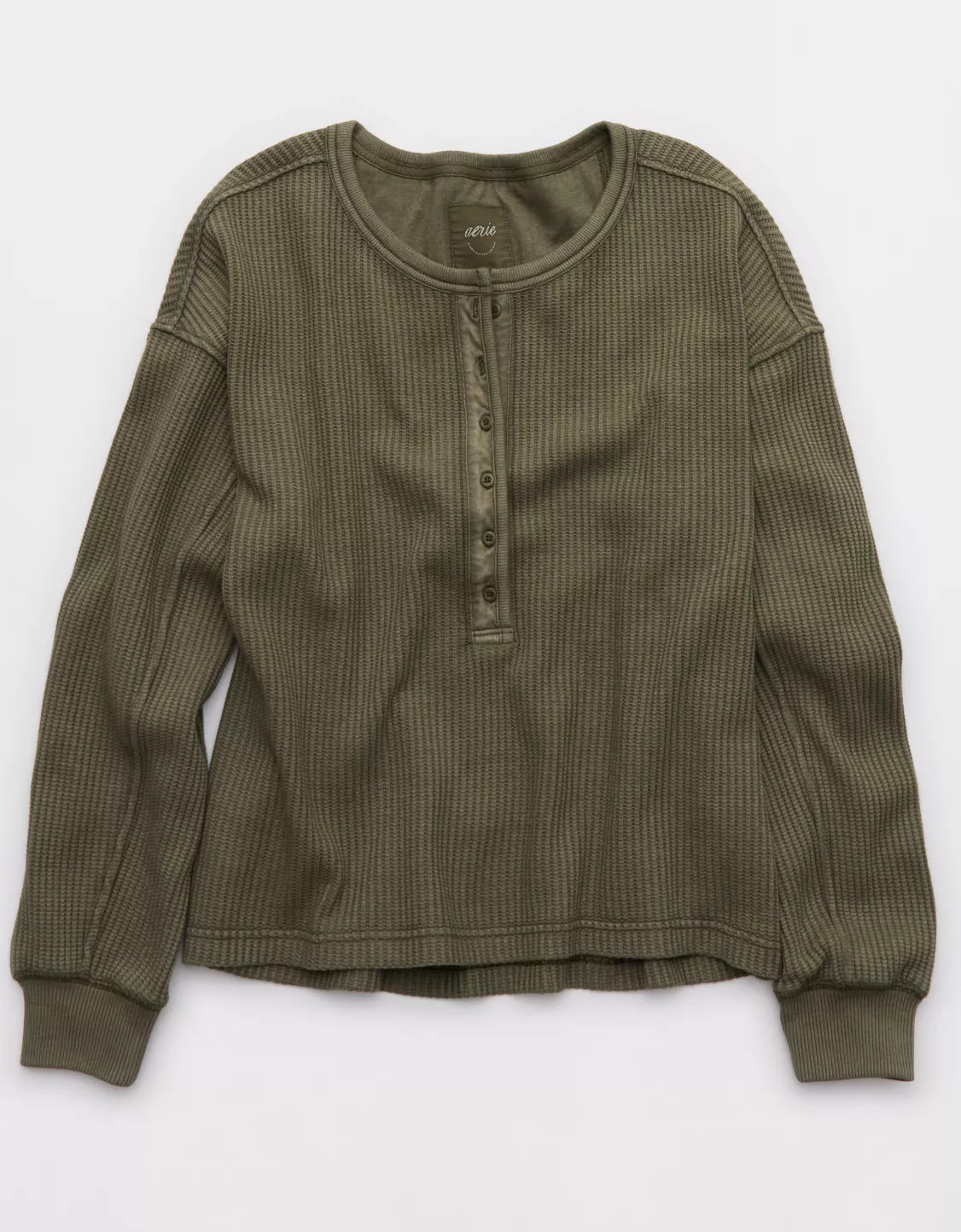 Aerie Waffle Henley Sweatshirt | American Eagle Outfitters (US & CA)