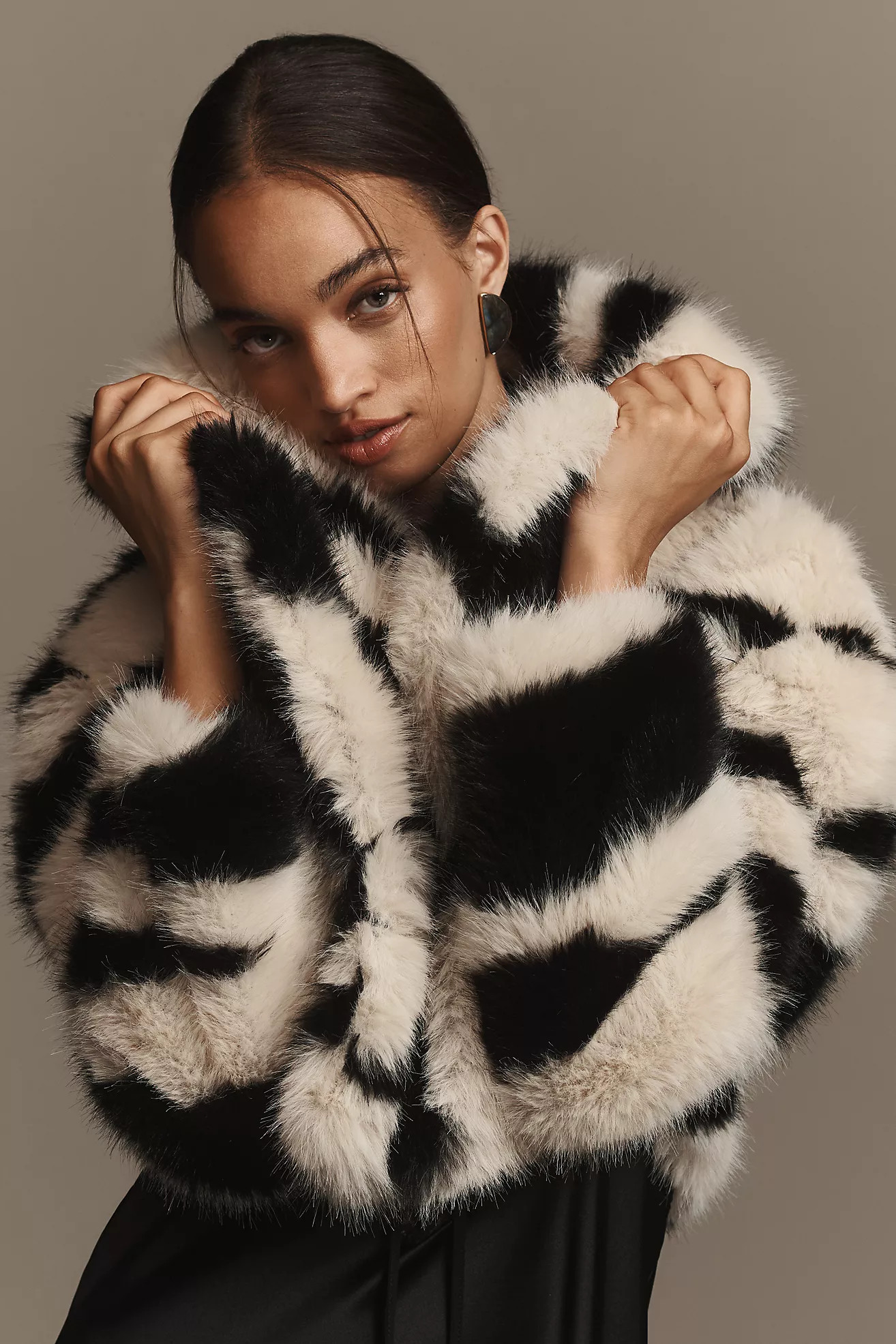 Avec Les Filles Faux-Fur Zebra Cropped Coat | Anthropologie (US)