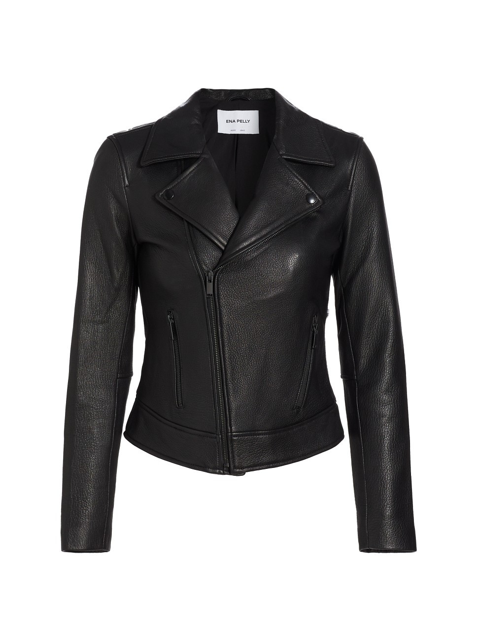 Women's Leather Biker Jacket - Black Textured - Size 12 | Saks Fifth Avenue