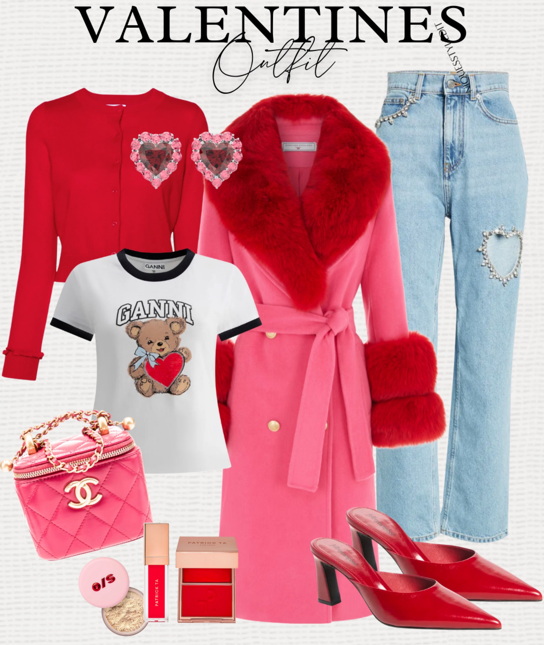 The chicest Valentine’s Day outfit you need! This stunning pink and red coat is the perfect statement piece, paired with jeweled denim, a classic tee, and bold red heels. Whether you’re heading out for a romantic dinner, a Galentine’s Day brunch, or just want to turn heads, this look is effortless yet elevated. Shop my full outfit now! #ValentinesDayOutfit #ChicStyle #MidsizeFashion #JeweledDenim #StatementCoat #GalentinesDayLook #FashionInspo #ShopMyLook #DateNightOutfit #RedHeels #TrendyStyle #ShopLTK

#LTKFashionMonth #LTKbag #LTKdatenight