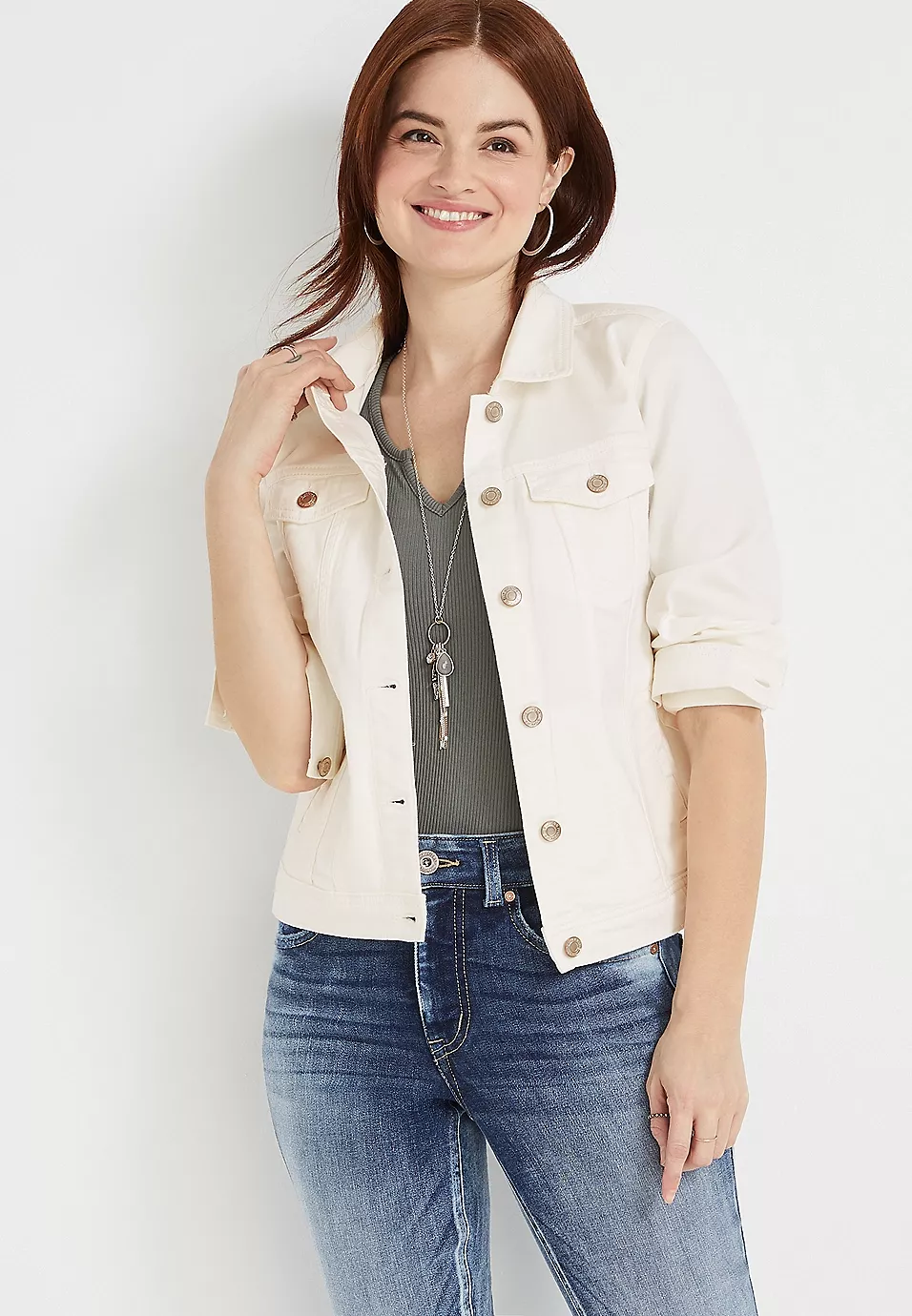 Loft white hot sale denim jacket