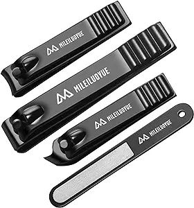 MILEILUOYUE Nail Clippers Set Black Stainless Steel Nail Cutter& Sharp Oblique Toe Nail Clipper &... | Amazon (US)
