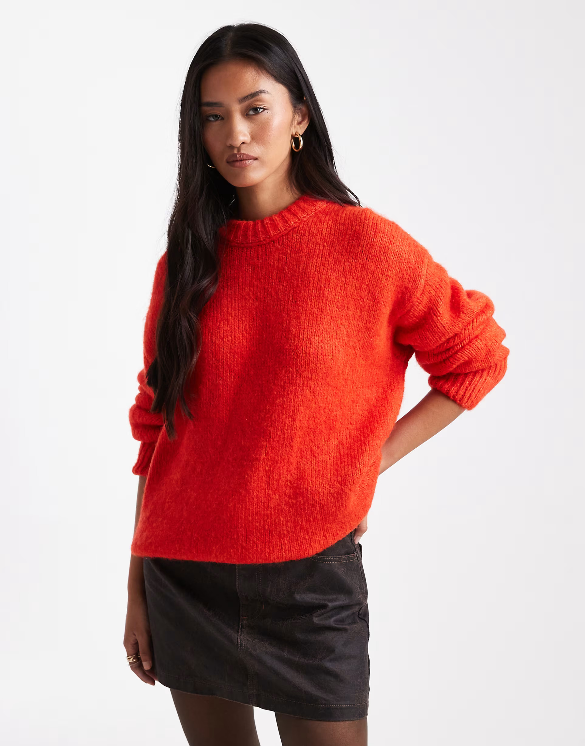 ASOS DESIGN oversized crew neck jumper in red | ASOS | ASOS (Global)