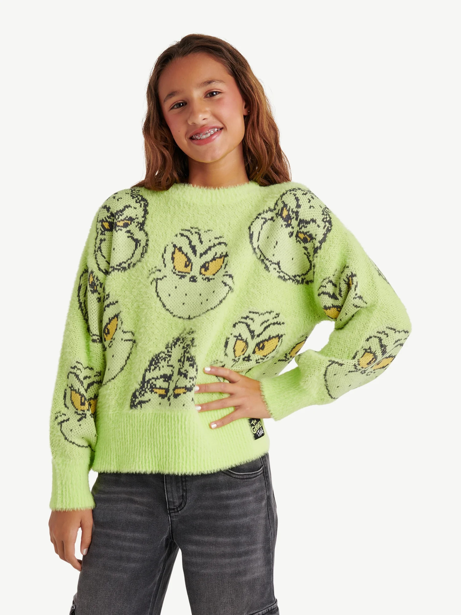 Justice Girls Grinch Sweater, Sizes Xs-Xlp | Walmart (US)