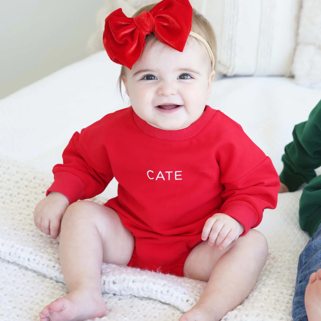 Personalized Sweatshirt Bubble Romper | Merry & Bright | Caden Lane