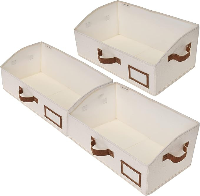 StorageWorks Closet Baskets, Canvas Baskets for Closet Shelves, Foldable Trapezoid Storage Bins w... | Amazon (US)