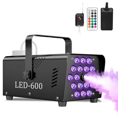 MLIKOEU Fog Machine Smoke Machine, 18 LED Lights with 13 Colors, 600W and 2500CFM Fog, Wireless&Wired Remote control, Perfect for Wedding, Halloween, Party and Stage Effect | Amazon (US)