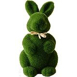 Forart Flocked Bunny Rabbit Easter Decor Resin Garden Statue, Green Faux Moss Bunny Figurines Tablet | Amazon (US)