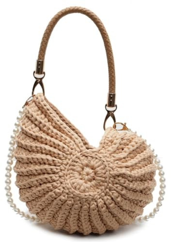 Handwoven Seashell Hobo Bags Women Crochet Summer Beach Bag Boho Knitted Evening Clutch Purses Hobo Crossbody Shoulder Bag | Amazon (US)