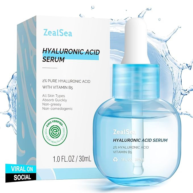 ZealSea Hyaluronic Acid Serum for Face, Hydrating Microneedling Serum, EWG Certified for Sensitiv... | Amazon (US)
