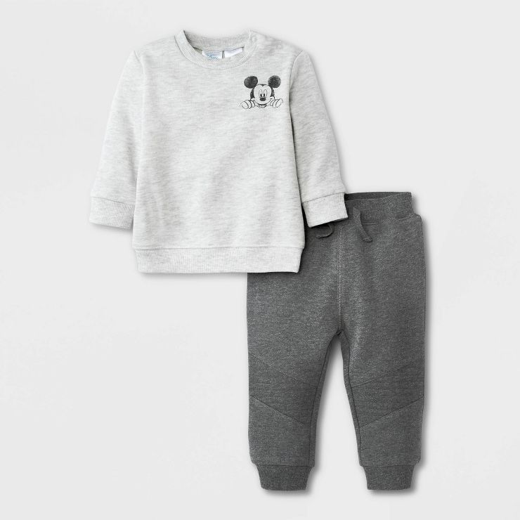 Baby Boys' 2pc Mickey Mouse & Friends Top and Bottom Set - Gray | Target