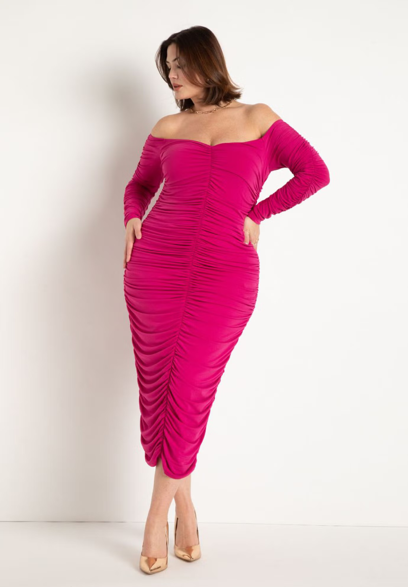 Ruched Off The Shoulder Dress | Eloquii