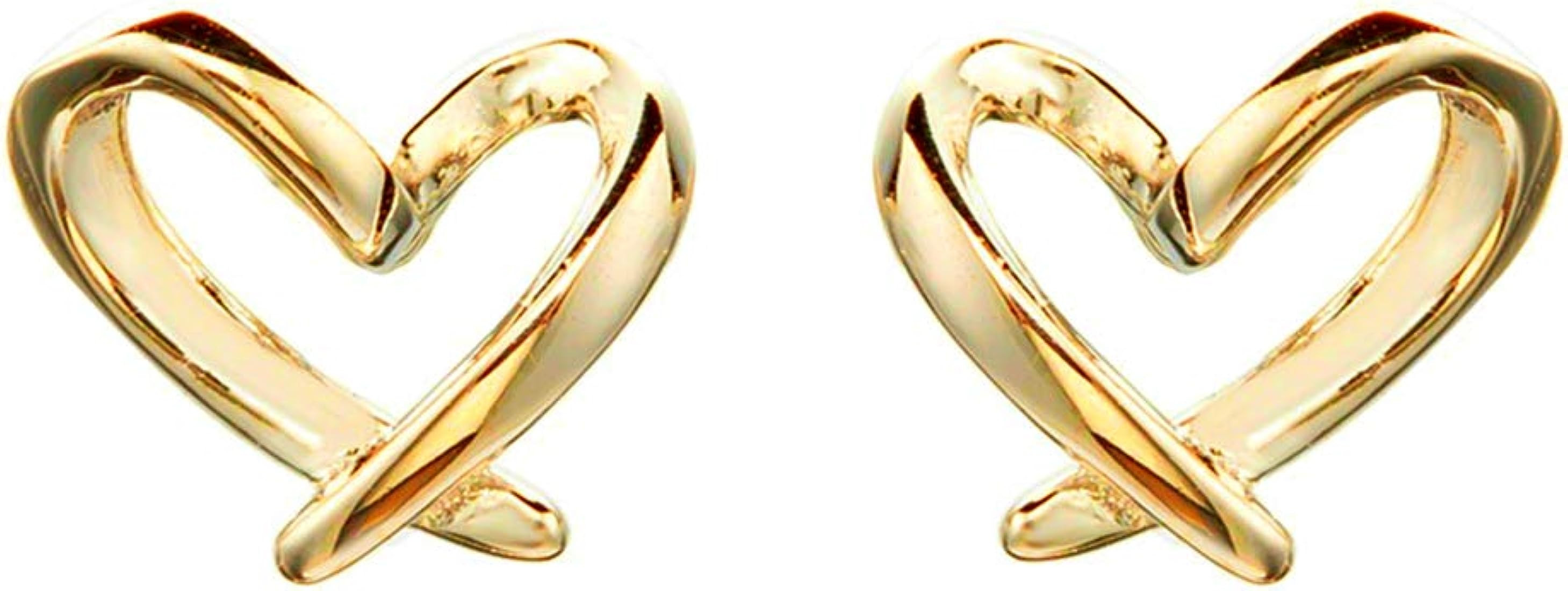 Minimalist Gold Heart Sterling Silver Earrings for Women Girls Teens Charm Hollow Love Hearted St... | Amazon (US)