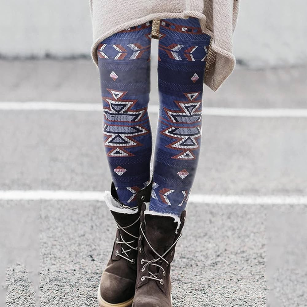 Winter Warm Leggings for Women Aztec Print Thick Yoga Pants Elastic Tummy Control Legging with High  | Amazon (US)