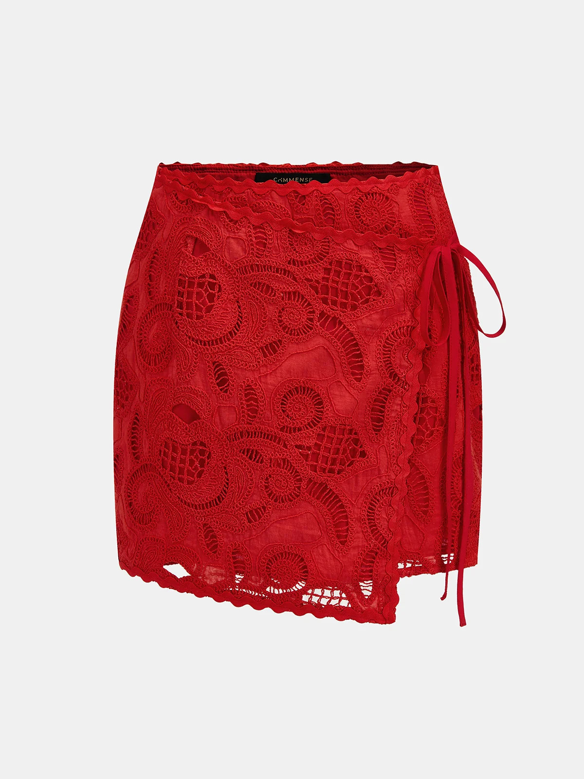 Eyelet Embroidery Wrap Mini Skirt | Commense