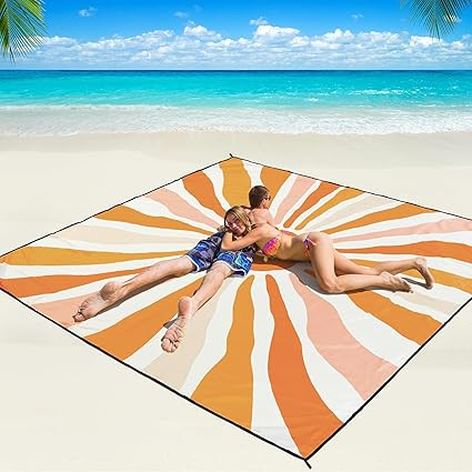 Beach Blanket Waterproof Sandproof Beach Mat 79" X 83"/10'x9'for 2-8 Adults Quick Drying Outdoor ... | Amazon (US)