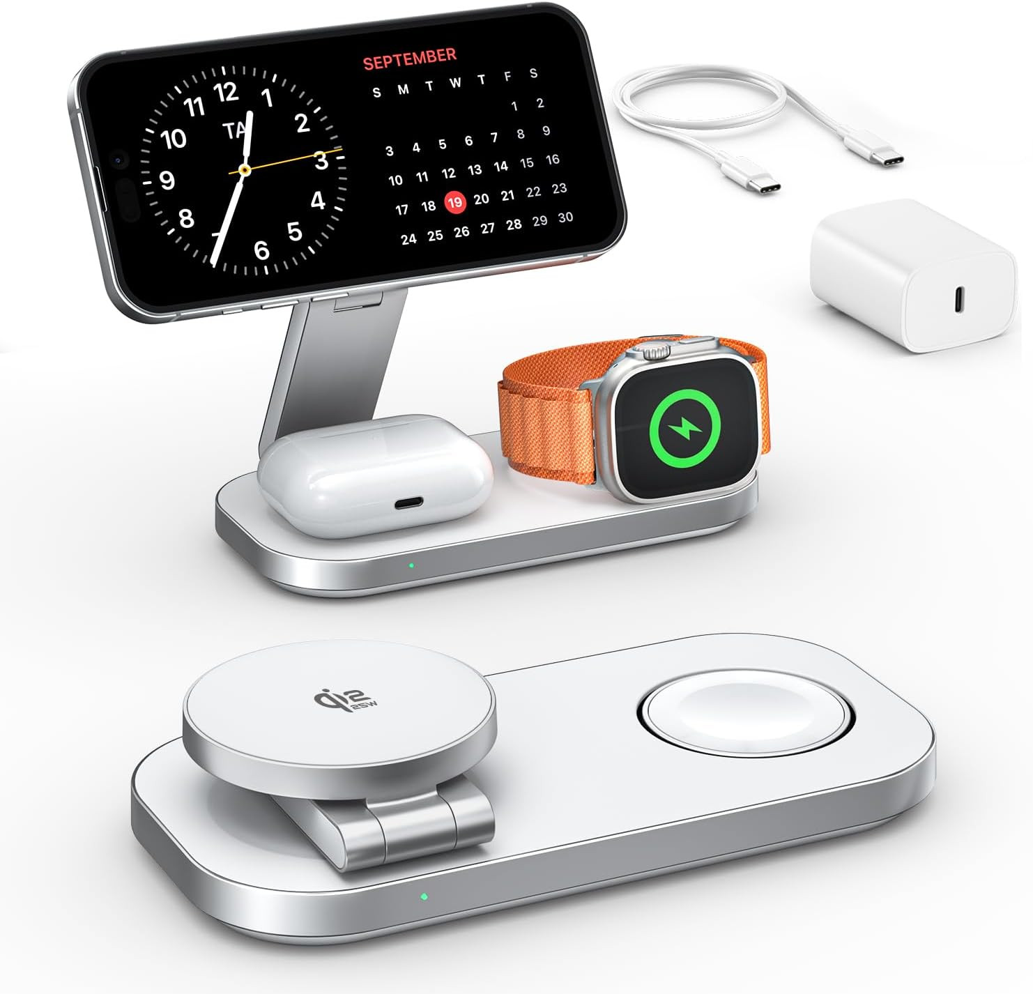 3-in-1 Charging Station for Apple Device, Qi2 25W Certified Magnetic Wireless Foldable Fast Charg... | Amazon (US)