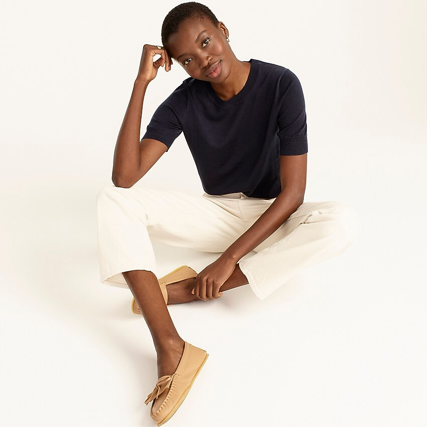 Short-sleeve silk-blend crewneck sweater | J. Crew US