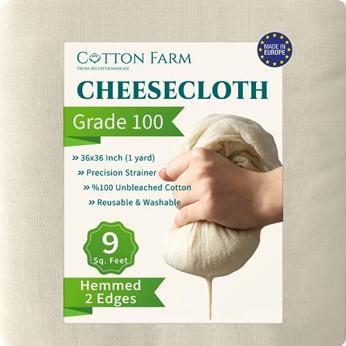 Cotton Farm Grade 100 XL Cheese Cloths - Straining, Basting & more; 9 Sq Ft (36x36 inch); 100% Un... | Amazon (US)