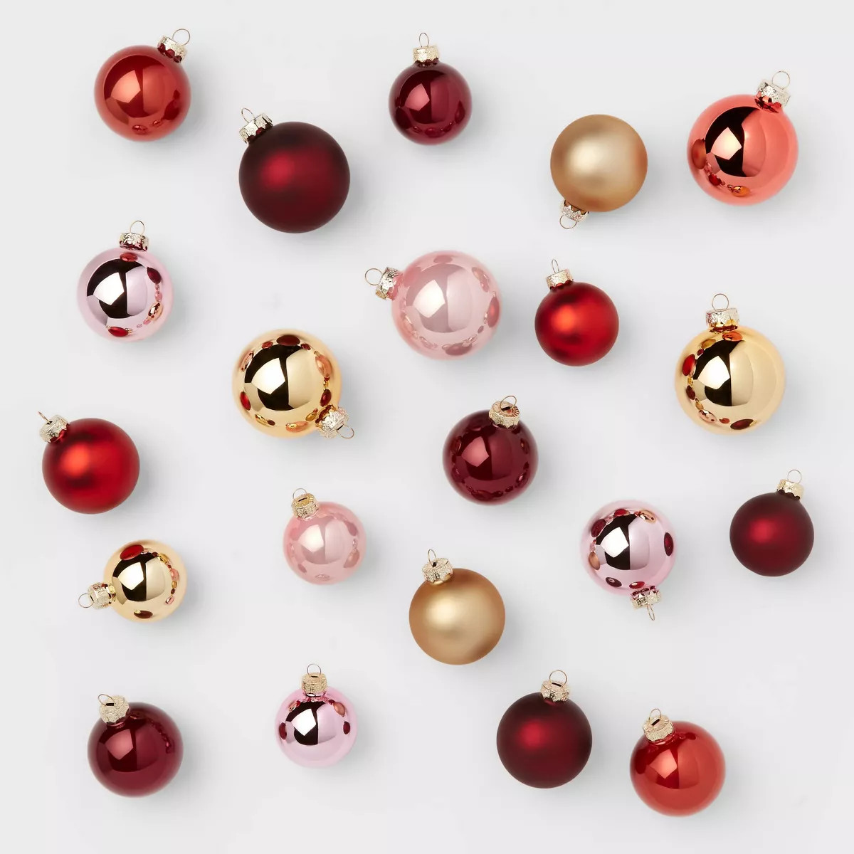 42ct Round Glass Christmas Ornament Set Pink/Burgundy/Gold/Red - Wondershop™ | Target