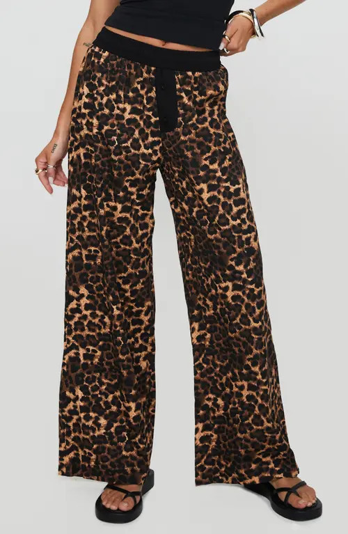 Princess Polly Zephura Leopard Print Boxer Pants at Nordstrom, Size 8 | Nordstrom
