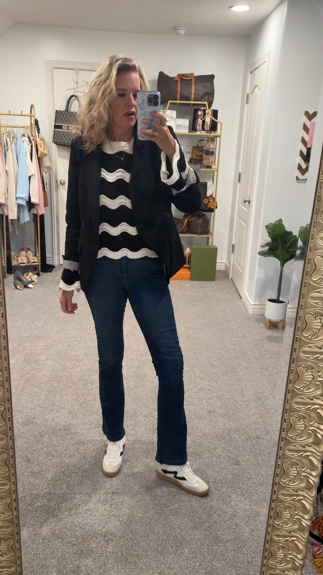 Outfit inspiration 
When you don’t know what to wear!

Sweater✔️
Blazer✔️
Jeans ✔️
Sneakers ✔️
Jewelry ✔️

Sweater Vici affordable and chic
Bell sleeves and scallop hem- tts

Gibsonlook double breasted blazer fit tts in a med  
Save 10% with code DARCY10

Wit & wisdom itty bitty flare fits tts in a size 4 

Yellowbox sneakers tts and so comfy 

Jewelry. Tennis necklace 

Abbot Lyon  birthstone heart necklace 

Studding earrings and emerald ring 


#LTKOver40 #LTKFindsUnder100 #LTKStyleTip